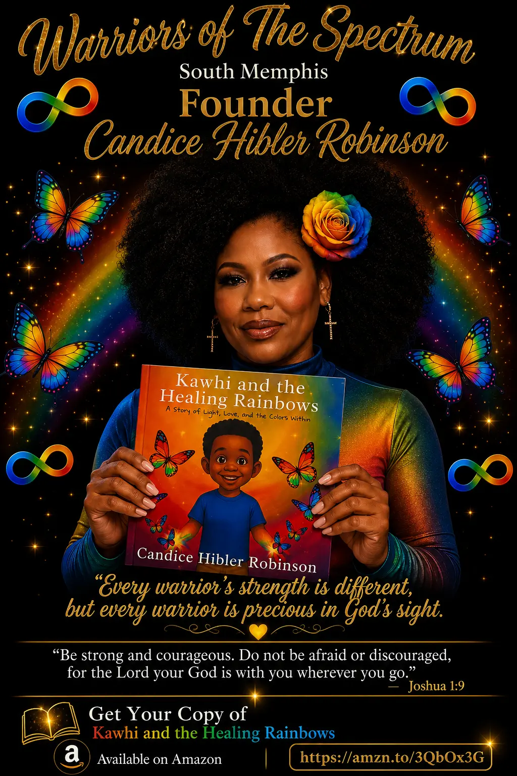 Promotional design for the children's book Kawhi and the Healing Rainbows by Candice Hibler Robinson